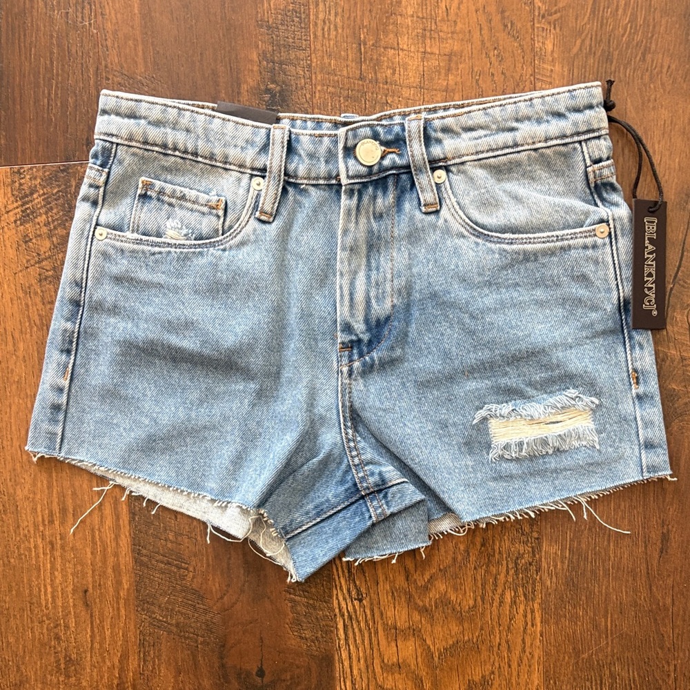 Blank NYC Light Blue Distressed Jean Shorts